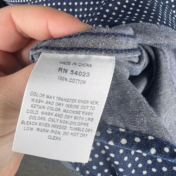 Sz XXL Gap 1969 Denim Polka Dot Snap Closure Button Up Shirt $60 MSRP - Picture 9 of 9